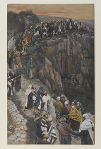 De rand van de heuvel bij Nazareth, illustratie uit Het leven van onze Heer Jezus Christus door James Jacques Joseph Tissot