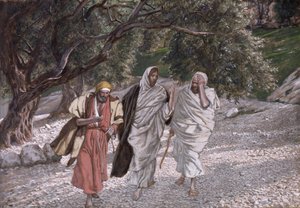 De discipelen op de weg naar Emmaüs, illustratie voor Het leven van Christus, ca. 1884-96