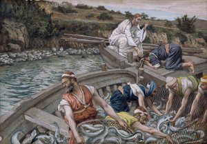 De eerste wonderbaarlijke visvangst, illustratie voor Het Leven van Christus
