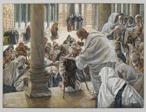 De genezing van de lamme in de tempel, illustratie voor Het Leven van Christus