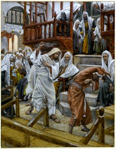 De man bezeten door een duivel in de synagoge, illustratie voor Het leven van Christus door James Jacques Joseph Tissot