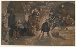 De Tweede Ontkenning van Sint Petrus, illustratie uit Het Leven van Onze Heer Jezus Christus, 1886-94 door James Jacques Joseph Tissot