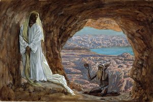 De verzoeking in de woestijn, illustratie voor Het Leven van Christus door James Jacques Joseph Tissot