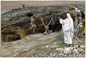 De twee mannen bezeten door onreine geesten, illustratie voor Het leven van Christus door James Jacques Joseph Tissot