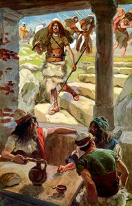 David keert terug naar Achis door J James Tissot - Bijbel door James Jacques Joseph after Tissot