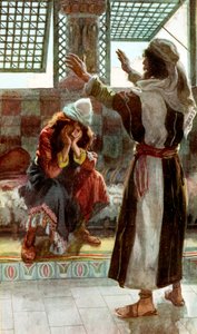 Nathan berispt David - Bijbel door James Jacques Joseph after Tissot
