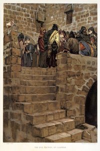 De slechte raad van Kajafas - Johannes - Bijbel door James Jacques Joseph after Tissot