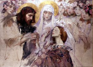 Christus zegent een jonge vrouw door James Jebusa Shannon