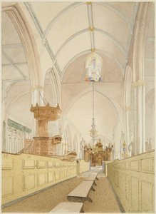 Interieur van Temple Church, kijkend naar het oosten door James Johnson