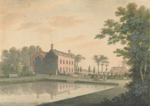 Zuidelijk Uitzicht op een Huis in Ringmer met Tuiniers aan het Werk door James Lambert  of Lewes