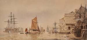 Zonsondergang op de rivier Medway door James Lawson Stewart