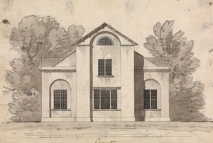 Voorbereidende tekening voor Ontwerp 1, Plaat 1 van Een Verzameling Ontwerpen voor Landelijke Toevluchtsoorden