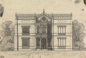 Voorbereidende tekening voor ontwerp 21, plaat 19 van een verzameling ontwerpen voor landelijke toevluchtsoorden door James Malton