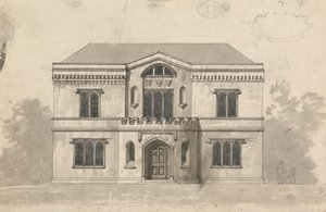Voorbereidende tekening voor ontwerp 9, plaat 6 van een verzameling ontwerpen voor landelijke toevluchtsoorden door James Malton