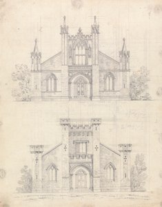 Voorbereidende tekening voor Ontwerpen 12 en 13, Plaat 10 van Een verzameling ontwerpen voor landelijke toevluchtsoorden door James Malton