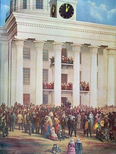 Inhuldiging van Jefferson Davis in het Senaatshuis, Montgomery, Alabama