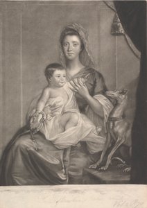 Lady Jane Cathcart (geboren Hamilton) en haar zoon door James McArdell