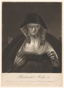 Portret van een oude lezende vrouw door James McArdell