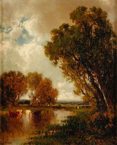 Koeien in landschap door James McDougal Hart