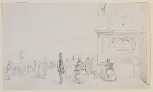 Een groep figuren op een esplanade door James Abbott McNeill Whistler
