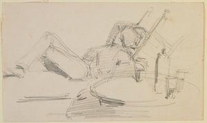 Een man liggend op een bed door James Abbott McNeill Whistler