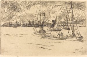 Amsterdam vanaf het Tolhuis door James Abbott McNeill Whistler