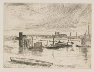 Battersea Dageraad (Cadogan Pier) door James Abbott McNeill Whistler