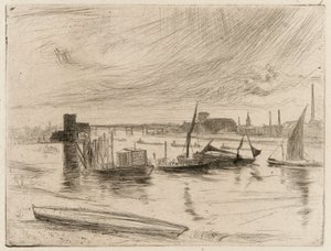 Battersea Dageraad (Cadogan Pier) door James Abbott McNeill Whistler