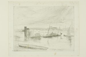 Battersea bij zonsopgang (Cadogan Pier) door James Abbott McNeill Whistler
