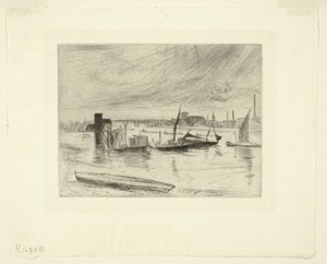 Battersea Dageraad (Cadogan Pier) door James Abbott McNeill Whistler