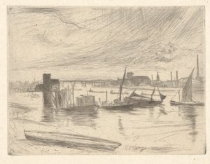 Battersea Dageraad (Cadogan Pier), uit de Thames Set door James Abbott McNeill Whistler
