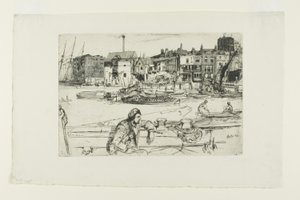 Black Lion Wharf, uit Een Serie van Zestien Etsen van Scènes aan de Theems (de "Thames Set") door James Abbott McNeill Whistler