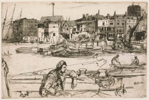 Black Lion Wharf, uit de Thames Set (Een serie van zestien etsen van scènes aan de Theems en andere onderwerpen) door James Abbott McNeill Whistler