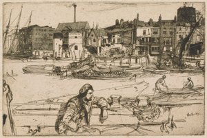 Black Lion Wharf, uit de Thames Set (Een Serie van Zestien Etsen van Scènes aan de Theems en Andere Onderwerpen) door James Abbott McNeill Whistler