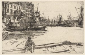 Eagle Wharf, uit de Thames Set door James Abbott McNeill Whistler
