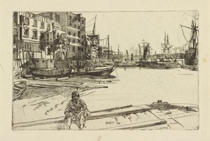 Eagle Wharf (Tyzac Whiteley en Co.) door James Abbott McNeill Whistler