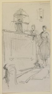 Figuren bij een fontein door James Abbott McNeill Whistler