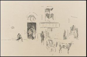 Gaiety Stage Deur door James Abbott McNeill Whistler