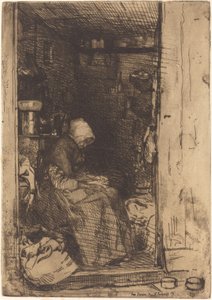 De oude vrouw met lompen