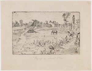 Landschap met paarden door James Abbott McNeill Whistler