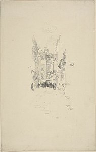 Kleine Hof, Cloth Fair door James Abbott McNeill Whistler