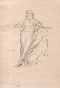 Kleine gedrapeerde figuur leunend door James McNeill Whistler
