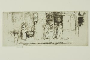 Krantenkiosk, Rue de Seine door James Abbott McNeill Whistler