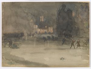 Nocturne: Amsterdam in de winter door James Abbott McNeill Whistler