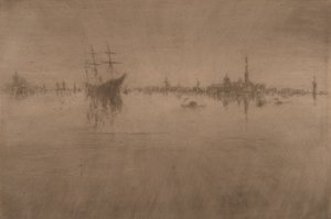 Nocturne, uit Venetië, een serie van twaalf etsen (de "Eerste Venetië Set") door James Abbott McNeill Whistler