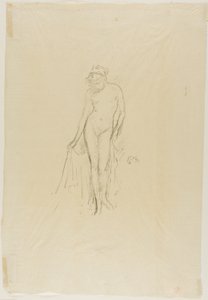 Naaktmodel, staand door James Abbott McNeill Whistler