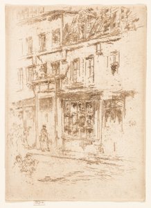 Petite Rue au Beurre, Brussel door James Abbott McNeill Whistler