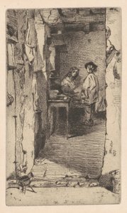 Voddenrapers, Quartier Mouffetard, Parijs door James Abbott McNeill Whistler