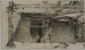 Voddenrapers, Quartier Mouffetard, Parijs door James Abbott McNeill Whistler