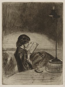 Lezen bij lamplicht door James Abbott McNeill Whistler